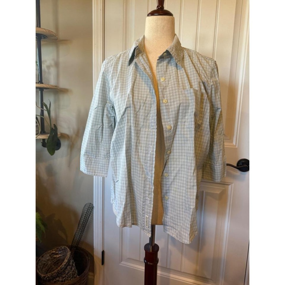 Abercrombie Fitch Womens Plaid Button Up Shirt 3/4 Sleeve Casual Everyday Size M